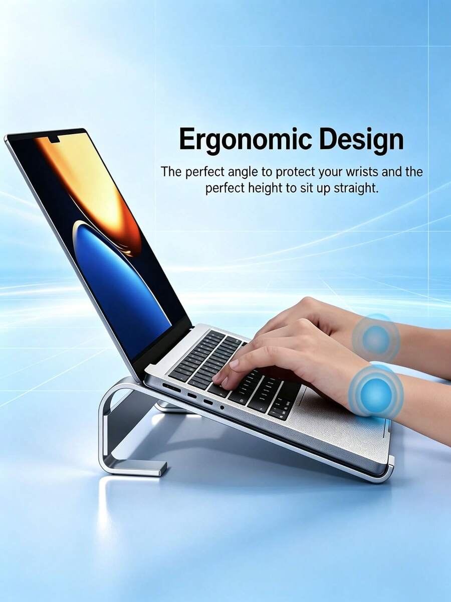 1pc Aluminum Alloy Laptop Stand, Ergonomic Detachable Laptop Riser, Silver And Black Optional - View 1