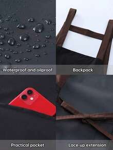 1pc Solid Color Adjustable Strap Apron, Waterproof And Stain-Resistant, Durable And Lightweight, Easy To Clean, Large Capacity Dual Pocket Design, Suitable For Kitchen Cooking, Making Dumplings, Home Cleaning, Camping, Picnic - Multicolor - View 11