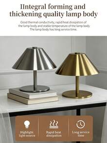 OBOVAY 1pc Portable Touch Control Desk Lamp, Cone-Shaped Metal Body With Lampshade, 3 Color Temperatures Adjustable, Brightness Adjustable, Unique Touch Operation, For Bedroom, Home And Office Decoration - Multicolor - View 8