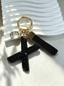 1 buah Gantungan Kunci Alfabet 26 Huruf Cantik, Huruf Rhinestone Imitasi Elegan Hitam & Emas Aksesori Wanita/Pria Cocok Untuk Hadiah Ulang Tahun/Wisuda/Ulang Tahun Hadiah Tahun Baru - Hitam - View 31