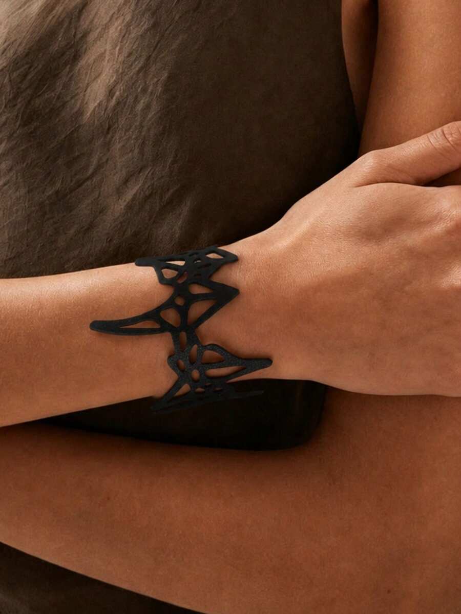MARLIWOO 1pc Asymmetrical Niche Personalized Party Chain Adjustable Jewelry Vintage Gothic Style Line Leather Bracelet - Multicolor - View 1