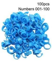 100個黃藍綠鴿子腳環，內徑8mm塑膠夾開式腿環，帶數字001-100，寵物鳥鸚鵡鴿子賽鴿訓練用品 - 彩色 - 查看 17