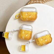 Creative Realistic Ice Beer Earphone Case Funny 3D Ice Cube Wave Transparent Soft Shell Fun Mini Beer Cup Pendant Personalized Earphone Cover Compatible With Apple 1st/2nd/4th Gen Pro/Pro 2 Compatible With Apple Pro 3 Compatible With Apple 3rd Gen And Other Models Earphone Protective Case, Perfect For Daily Use Suitable As Couples Women, It's An Excellent Gift For Friends, Family, Couples Or Even Yourself, Perfect As A Birthday Gift For Your Partner - Yellow - View 6