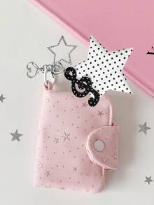 Star Coin Purse, Music Element Hanging Short Wallet, Headphone Storage Bag, Wave Keychain, Girl's Accessory, With Detachable Keychain - Multicolor - View 4