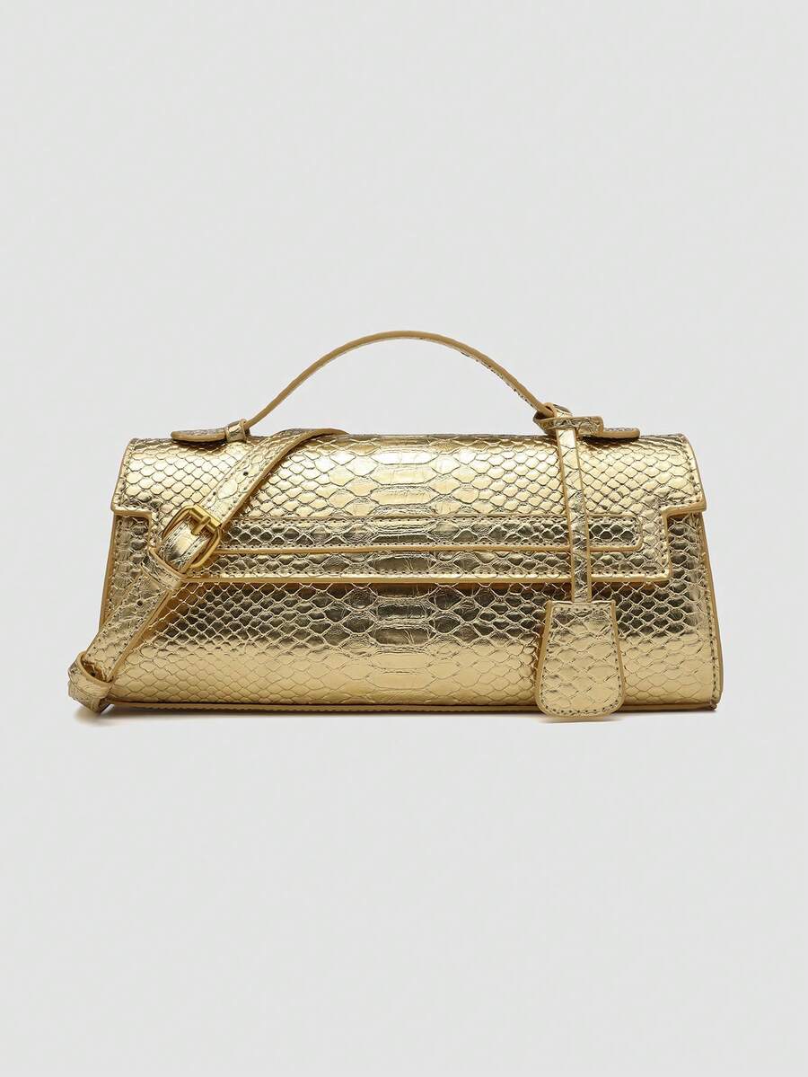 1pc PU Handbag, Multifunctional Shoulder Bag, Crossbody Bag, Women's Bag Suitable For Daily Fashion Matching And Travel, Ideal Choice For Valentine's Day, Comfortable And Fashionable, Fashionable Handbag, Personalized Gift Choice, 2025 Accessories, Fashion Style Suitable For All Occasions, Affordable Luxury, Rebel Party Bag, Perfect For Parties, Weddings, Balls, Dinners/Banquets, Elegant Women's Bag - Gold - View 1