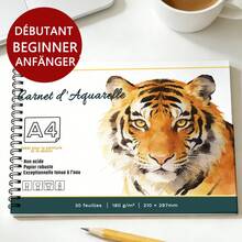 Sketchbook And Practice Book, A4/A5 Size, French Animal Pattern Cover, 30 Sheets 180g Acid-Free Watercolor Paper, Top Spiral Binding, Suitable For Drawing And Writing, Back To School Supplies For Students And Hobbyists - Multicolor - View 1