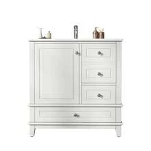 Bathroom Vanity Made Of Wood With Storage With Drawers Freestanding White - White - View 6