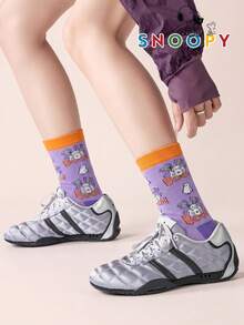 1/3 Pairs Snoopy Men's Socks, Colorful Puppy Pattern Fun Mid-Calf Socks, Cute Christmas Print Socks - Multicolor - View 1