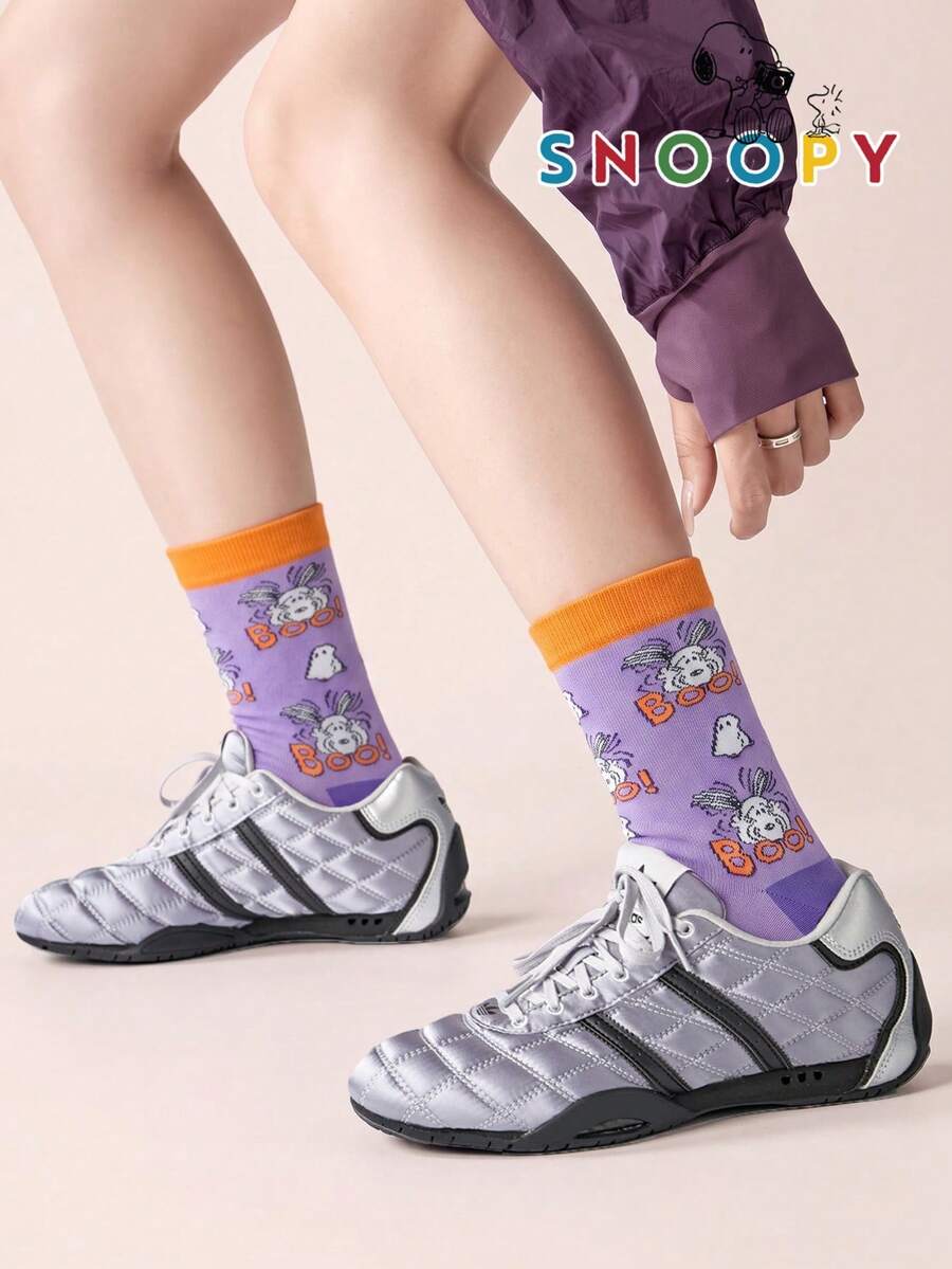1/3 Pairs Snoopy Men's Socks, Colorful Puppy Pattern Fun Mid-Calf Socks, Cute Christmas Print Socks - Multicolor - View 1