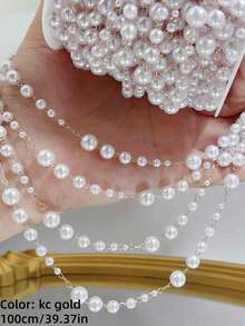 [Jewelry Making Accessories]100cm/39.37in Faux Pearl Chain, Suitable For Handmade Necklace, Bracelet, Pendant Making, Jewelry DIY Pearl Chain Making Accessories Wholesale - Multicolor - View 11
