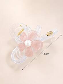 topshiny 1pc Elegant Transparent Flower Hair Claw Clip, Large Acetate Pearl Hair Clip, French Style Updo Hair Accessory For Women - Multicolor - View 11