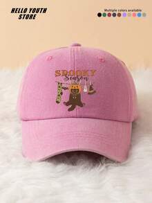 1pc Spooky Season Halloween Pattern Baseball Cap, Lightweight & Comfortable All-Season Wear, Versatile Outdoor Sports Hat, Vintage Washed Cap - Suitable For Daily Outings And Streetwear, Halloween Gift Decorative Hat - Spooky Season - View 10