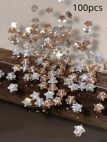 20/60Pcs Star Shaped Nail Charms 3D Zirconia Small Star Nail Rhinestones Transparent Champagne Crystal Nail Decorations For Christmas And Daily Manicure - Multicolor - View 6