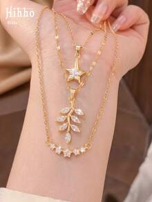 Hihho 3pcs/Set Luxury Style Women's Jewelry Suitable For Daily Commute, Dating, Gift, Party, Holiday Wear - Necklace Set - View 2
