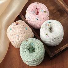 150g/3pcs Multi-Color Beautiful Pale Purple Sequin Yarn Cotton Thread 1mm Iridescent Round Sequins INS Hot-Selling Braided Hair Ties Pure Cotton Knitted Yarn - 150G/3PC - View 5