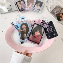 Star Polka Dot Transparent Card Holder Pendant, Korean Style Idol Photo Card Protective Sleeve, Album Card Storage, Guka Sleeve Keychain - Multicolor - View 4