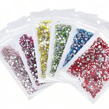 80+ Colors Silver Base Non-Hotfix Mixed Size SS3-SS20 1440pcs High Quality Handmade Rhinestones, Suitable For Wedding Dress Accessories And Other Applications - Silver Base, Mixed Sizes - View 2