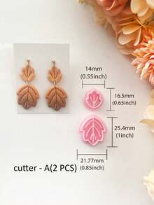 Autumn Leaf Polymer Clay Cutters, Embossed Fall Foliage Molds, Handmade Dangle Earring Charms, DIY Seasonal Jewelry Craft Supplies - Pink - View 6