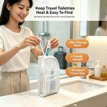 1PC-Self-Standing Waterproof Travel Toiletry Bag, Multi-Pocket Mesh Cosmetic Storage Bag, Vertical Toiletry & Makeup Organizer, Suitable For Business Travel, Vacation And Bathroom Travel Accessories - Multicolor - View 3