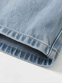 1pc Girls' Denim Jeans, Elastic Waist Street Style Ripped Wide Leg Jeans, Simple Casual Outfit - Medium Wash - View 7