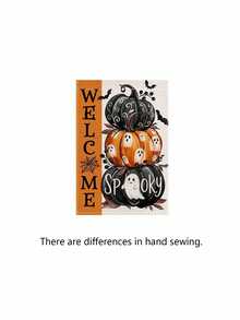 Halloween Garden Flag, "Welcome" Pumpkin Truck & Spooky Stacked Pumpkins Flag, Double-Sided Yard Sign, Outdoor Autumn & Halloween Decor - A - View 11