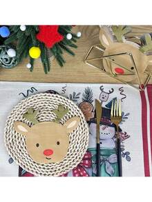 50/20pcs Reindeer Shaped Disposable Paper Napkins, Cute Rudolph Reindeer Face Decorative Napkins, Christmas Holiday Party Table Decor Napkins, Suitable For Christmas Dinner Party, Holiday Decoration Napkins - Multiple Styles - View 4