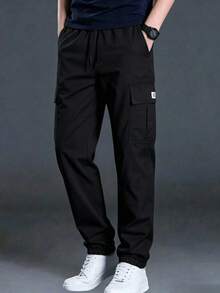 Men's Casual Outdoor Cargo Jogger Pants Sports Black Fall - Black - View 2