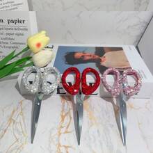 1pc High-Quality Rhinestone Scissors, Stainless Steel Portable Scissors For Office, School, Home, Cutting Paper, Opening Packages, Trimming Bangs And Threads, Rhinestone Decorated Scissors, Learning Supplies, School Supplies, DIY Stickers - Multicolor - View 8