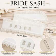 Unittype Bride Sash With Ruffle Trim Pearls Rhinestones Bachelorette - Default - View 10