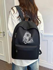 Mochila de nailon impermeable y resistente a las manchas, bolsillo de almacenamiento frontal de acceso rápido, apta para portátil de 14 pulgadas, para escuela secundaria, universidad, salidas góticas, fines de semana y recados - Multicolor - Ver 8