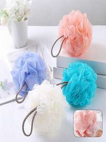 2 Large Flower Bath Sponges With Hanging Loop Exfoliating Body Scrub Brush - Multicolor - View 1