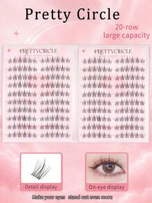WANPIN Glue-Free 20 Rows 9-11mm Gold C Curl Segmented Cluster False Eyelashes, Transparent Lash Stem, Ready To Wear & Reusable, Suitable For Beginners, Soft Comfortable Non-Irritating, Natural Daily Commute Makeup Look - C - View 8