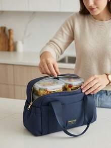 1pc Insulated Lunch Bag Multi Layer Pocket Design Portable Suitable For Work, Outdoor Picnics, Returning To School, Etc Suitable For Storing Tableware And Meals Large Capacity Travel Essentials - Multicolor - View 7