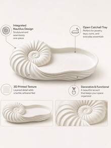 1pcins Elegant Shell-Shaped Storage Tray, Creative Artistic Desktop Decor, Can Hold Jewelry, Earrings, Necklaces, Keys, Small Accessories, Home Vanity, Entryway, Desktop Organizer, High-Quality Texture, Atmospheric Home Decor, Practical Storage Display Item - Multicolor - View 1