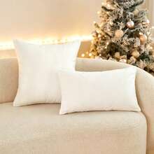 LCUHPCL 1pc Christmas Faux Lamb Fur Vintage Red Snowflake 3D Embroidered Pillowcase, Suitable For Bedroom, Living Room, Sofa, Daily Use, Party And Various Environments - Red - View 4