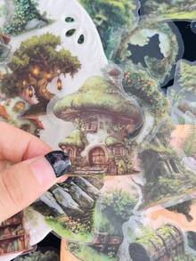 50pcs Forest Aesthetic Stickers DIY Planner Journal Scrapbook Notebook Laptop Water Bottle Waterproof Decorative Decals - 50pcs - View 9