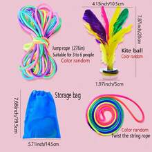 Classic Nostalgic Jump Rope, Cat's Cradle And Shuttlecock Set, Nostalgic Jump Rope Dedicated Rope (High Elasticity And Durable, Suitable For 3-6 People), Finger Trick Game, Cat's Cradle Dedicated Rope (Non-Elastic), Rainbow Color, Shuttlecock Game, Random Color - Multicolor - View 4