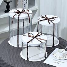 1 Set White Transparent Round Gift Storage Box, Packaging Box, (Includes 1 Random Ribbon), Birthday Party, Wedding, Bouquet, Collection Decoration, Christmas, Mother's Day, Thanksgiving, Men's 18th Birthday Gift - Round White Lid White Base - View 4