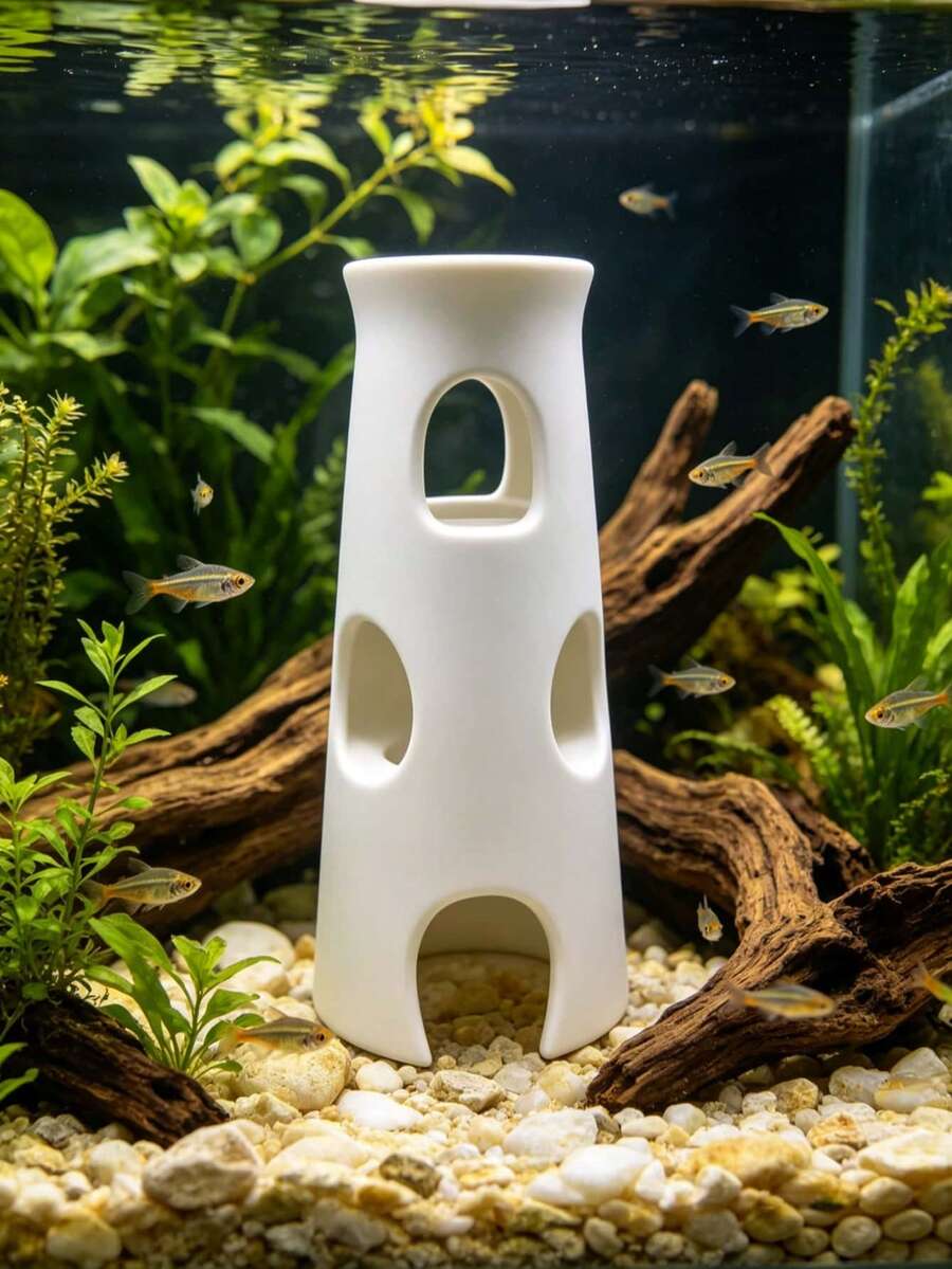 1件高塔魚缸洞穴躲藏裝飾,多孔水族箱躲藏屋,魚類繁殖休息躲藏景觀裝飾,適用於鬥魚、孔雀魚、四疊魚等小型混養魚 - 歡樂水族 - 查看 1