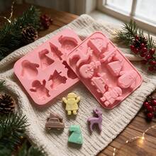 1pc 8-Cavity Silicone Christmas Baking Mold - Santa, Snowman, Tree & Reindeer Designs For Chocolate, Candy, Jelly & Pudding - Perfect For DIY Holiday Treats, Cake Mold - Multicolor - View 9