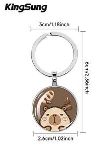 Kingsung Capybara Series Glass Pendant Keychain, Creative Accessory, Simple And Neutral Style. Suitable For Car Key Accessories, Backpack Accessories, And Bag Hooks. The Perfect Gift For Bridesmaids, Groomsmen, And Couples Is An Excellent Holiday Souvenir. - One Size - View 8