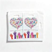 10/20/50PCS Charity Care Ribbon Theme Gift Bags, Hope & Support Printed Plastic Tote Bags, Charity Event Party Favor Bags - View 8