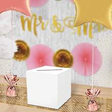 1 Set White Gold Foil 8.6in Memory Sharing Funeral Wedding Birthday Graduation Bridal Shower Guest Card Box Creative Decor - Pure White - View 7