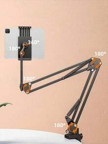 1pc Adjustable Phone Holder, Tablet Stand, Phone Video Stand, Flexible Arm Angle Adjustment, Desktop Stand, Flexible 360° Rotation, Perfect For Content Creation, Baking, Crafts, Cooking And More. - Support - View 7