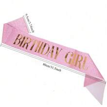 生日女孩皇冠肩帶 粉金色字母肩帶 生日快樂配件 金色粉色生日髮箍 公主髮飾 生日派對禮物 - 金粉 - 查看 4