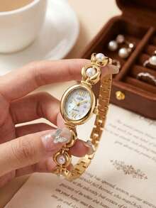 1pc Women's Vintage High-Quality Exquisite Luxury Pearl Bracelet Watch, Suitable For Holiday Gifts And Daily Wear - White - View 11