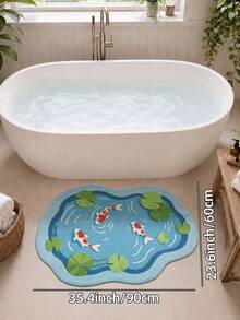 DAJIANG 1PC Lotus Pond & Koi Fish Carpet Area Rug Suitable Bathroom, Outdoor, Indoor, Runner Corridor, Bedroom, Living Room, Beside Throw Rugs Machine Washable Rug, Easy Clean Entryway Mat, Anti-Slip Backing Rugs For Bedroom Decor Bathroom Decor Fall Decor - Multicolor - View 14