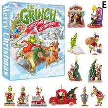 The Grinch 3pcs Creative Christmas Countdown Blind Box Green Monster Christmas Tree Hanging Ornament Christmas Blind Box - Multicolor - View 3