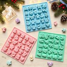 1pc Christmas Silicone Cookie Mold, Including Christmas Tree, Santa Claus, Snowman, Christmas Stocking, Gift Box And Snowflake Shapes. Can Be Used To Make Ice Cubes, Chocolate, Candy, Cookies - Multicolor - View 12