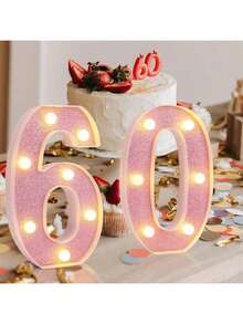 22CM/8.66IN Large LED Glowing Letters/Numbers, Pink Flashing LED Letter Lights, Includes 26 Letters, 0-9 Numbers, Pink Glowing Letters, Battery Powered, Flashing Letter Lights, Suitable For Party, Desktop, Wall Decoration - Baby Room Decoration - Autumn Home Decor - Halloween Decoration - Pink - View 7